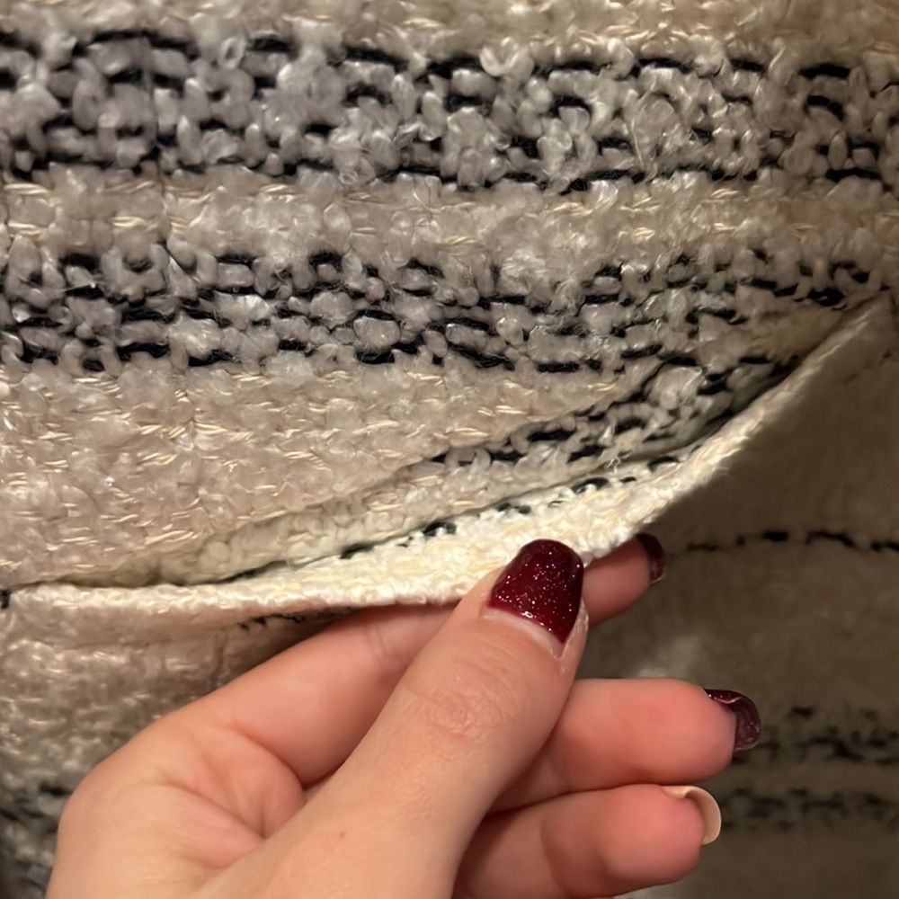 Express Navy Stripe Draped Boucle Blazer | S - image 6